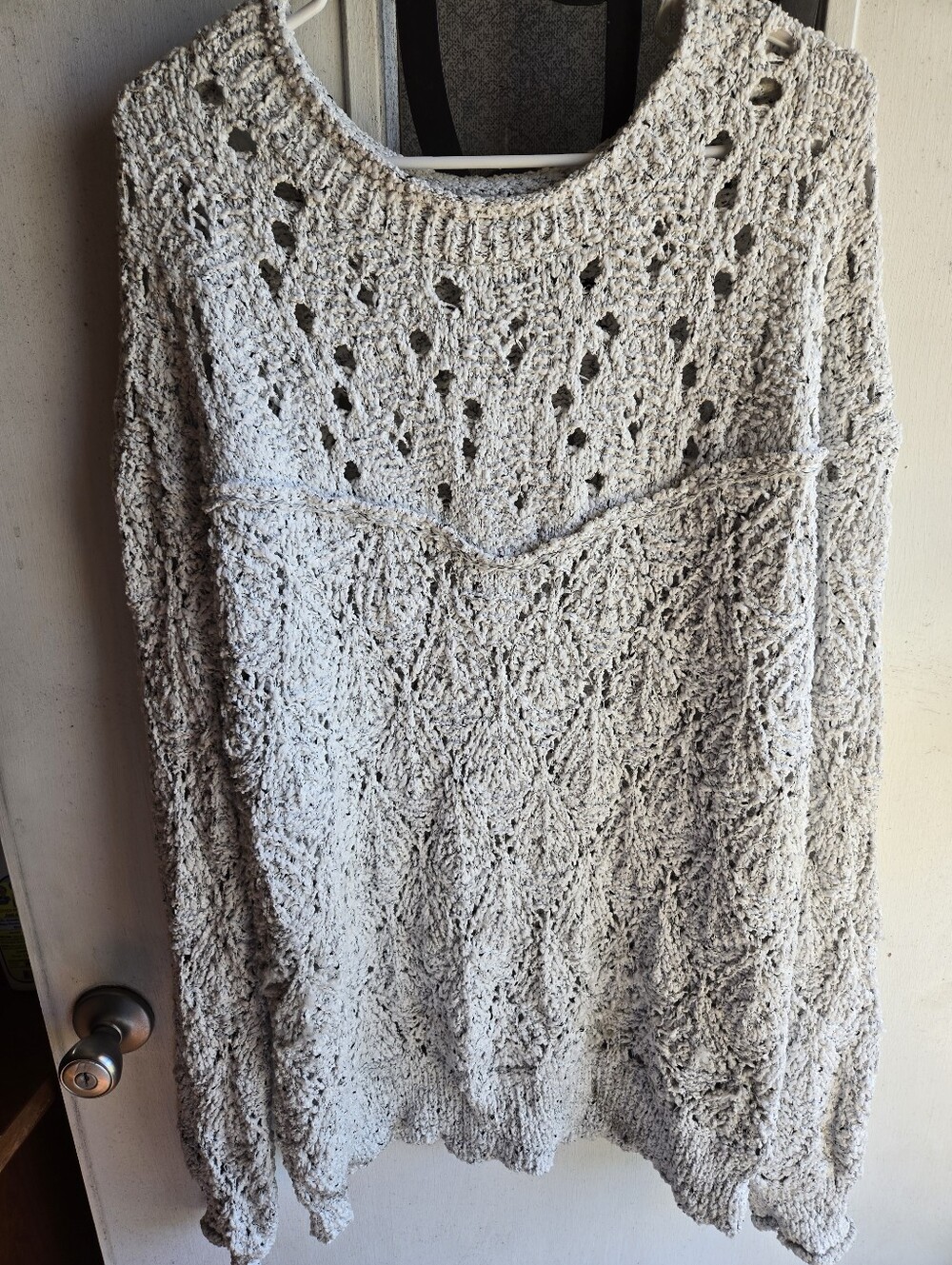 POL Open-Stitch Scoop Neck Black & Cream Knit Sweater